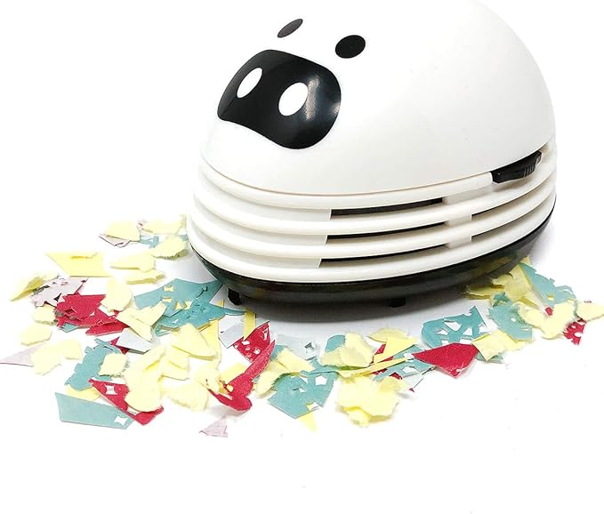 allydrew Cute Portable Mini Vacuum Cleaner for Home and Office, White Piggy