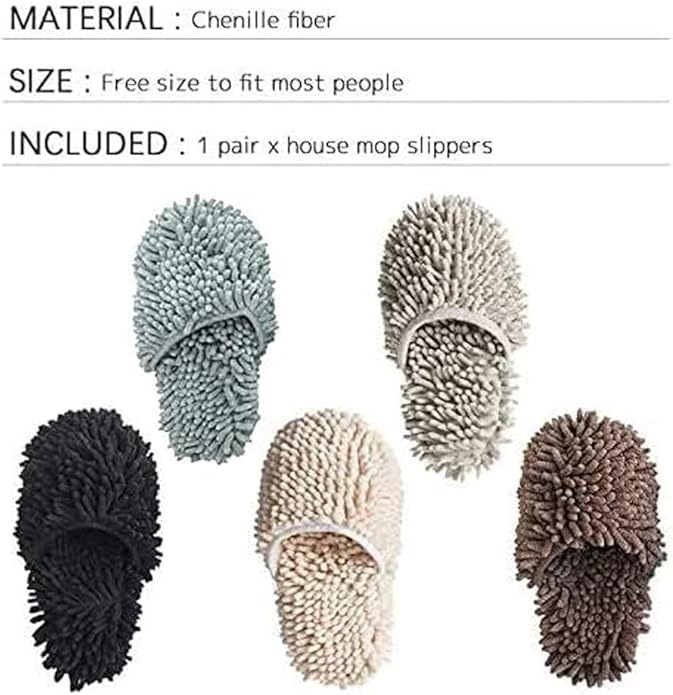 La La Pet 1 Pair Chenille House Mop Slippers Non-Slip Multi-Surface Slippers Floor Cleaning Shoes Tools Warm Microfiber Slippers in Winter