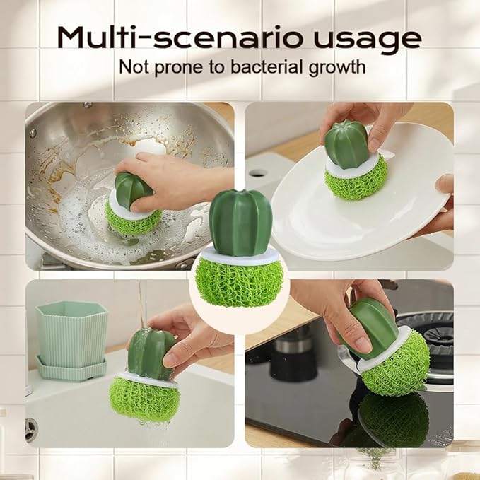 Comfort Grip Soap Dispensing Kitchen Scrub,Soap Dispensing Dish Brush,Replaceable Cleaning Brush,Dispenser has Non Slip Handle for Cleaning Dishes, Pots, Pans,Sinks (C)