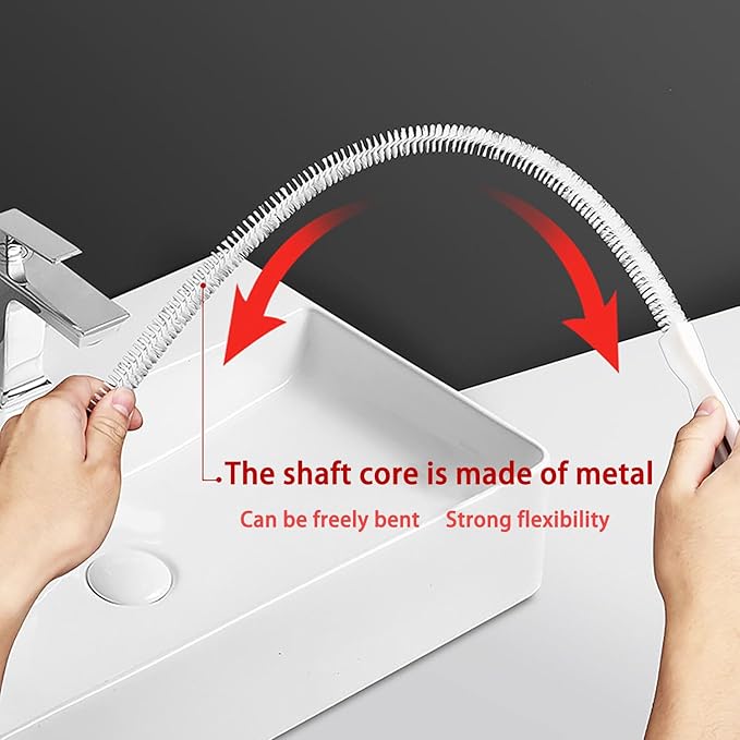 62Inch Drain Snake Clog Remover - 25Inch Drain Snake Hair Remover - 18Inch Cleaning Brush, Cleaner Tools for Kitchen Sink, Toilets, Bathroom,Tub