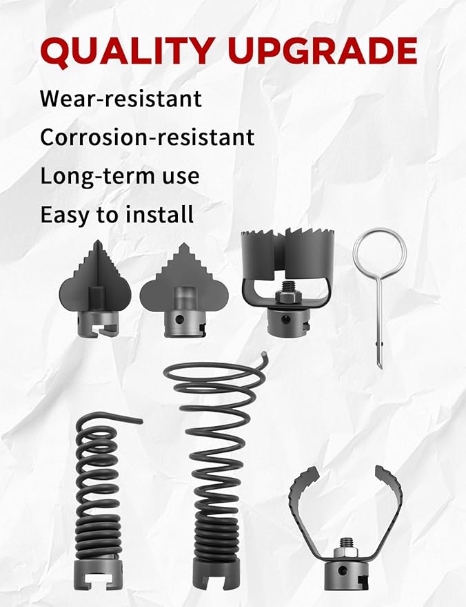 6PCS 30mm Drain Cleaning Attachment Set Fit for K-60SP/ K-60SE/ K-750/ RID-GID C-7 C-8 C-8IC C-9 C-10 C-10IC Cables, Fit for Cables with 5/8" to 7/8"