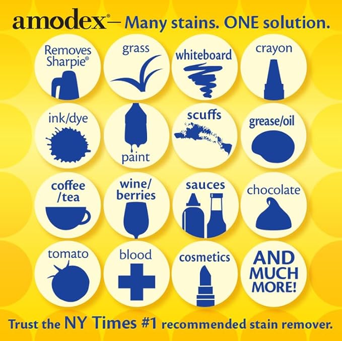 Amodex Laundry Brush for Stains on Clothes, Use with Amodex Stain Remover to Remove Ink, Sharpie, Makeup, and More, Soft Bristled Brush for Stain Removal Even on Delicate Fabrics and Skin