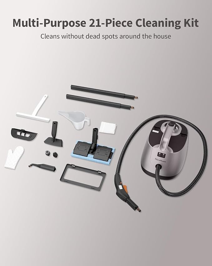 Steam Cleaner for Home, 293°F 58 PSI Powerful Multipurpose Handheld Steam Mop, 21 Attachments, 50Oz Capacity, Heavy Duty Steamer for Carpets, Floors, Cars, Tiles, Crack Cleaning, Turquoise