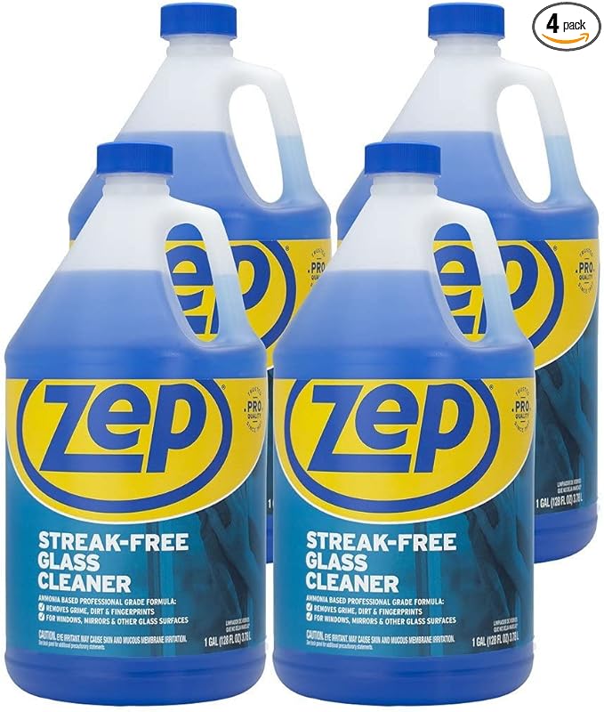 Zep Streak-Free Glass Cleaner, Blue, 1 Count (Pack of 4)