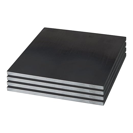 Weldable 5/16 Inch Hot Rolled Mild Steel Plate Mill Finish (6 x 6 Inch, Pack of 4) - Made in USA