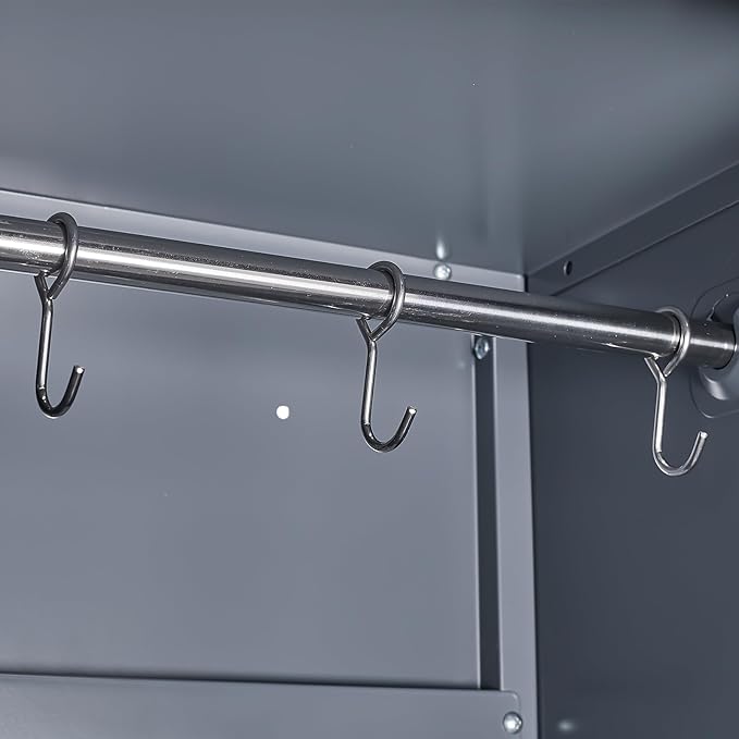 Metal Storage Cabinet with Lock,72" Garage Storage Cabinets with Hanging Rod & S-Hooks,Large Storage Cabinet with Shelves,Locking Tool Utility Closet for Home,Garage,Utility Room,Dark Grey