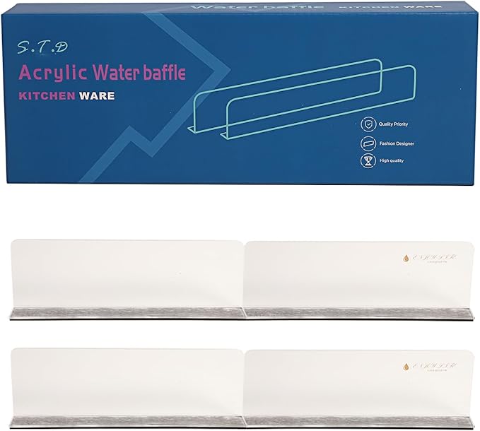 Acrylic Sink Splashbacks - Water Splash Guard for Kitchen, Island and Bathroom Countertop Magnetic Film Attachable Sheet Splashbacks Transparent Acrylic (Frosted)(10.2x1.2x3.35 in) (4pcs)