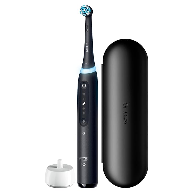 Oral-B Rechargeable Electric Toothbrush, iO5 Customizable Clean, 5 Cleaning Modes, Visual Pressure Sensor to Protect Gums, Travel Case, Black
