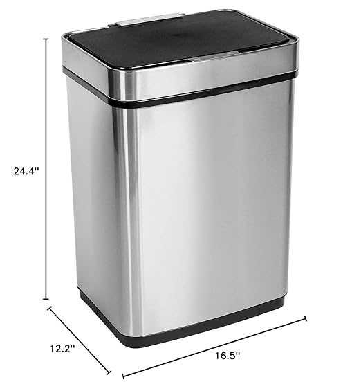 Honey-Can-Do 50L SS Sensor Trash Can TRS-08414 Silver