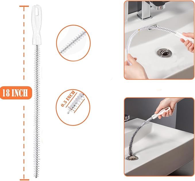 Drain Snake,Plumbing Drain Clog Remover, Gutter Cleaning Tools for Toilet Shower Kitchen Bathroom Tub, Clogged Drains Opener Cleaning Tool, Flexible Grabber Claw Pick Up Reacher (61 IN)