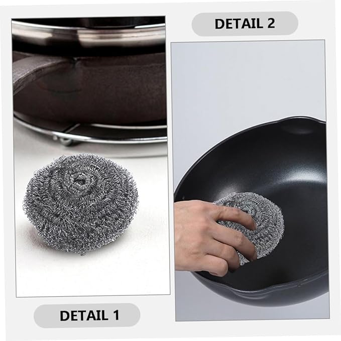 Cabilock 20pcs Pan Cleaning Scrubbers Metal Scrubber Balls for Pot Grill and Oven Cleaning Non-Shedding Kitchen Tool