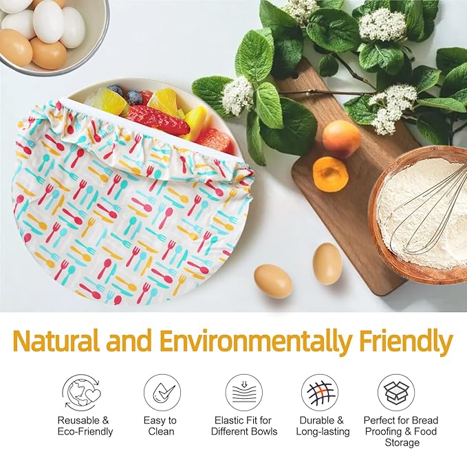 4 PCS Beeswax Reusable Bowl Covers for Bread Proofing Elastic Cloth Bowl Covers for Bread Proofing, Washable Beeswax Wraps For Food for Dough, Salad, and food Storage