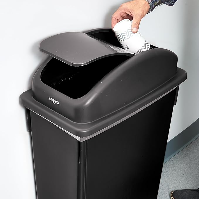 Winco Plastic Trash Can Cover, Black, 23-Inch