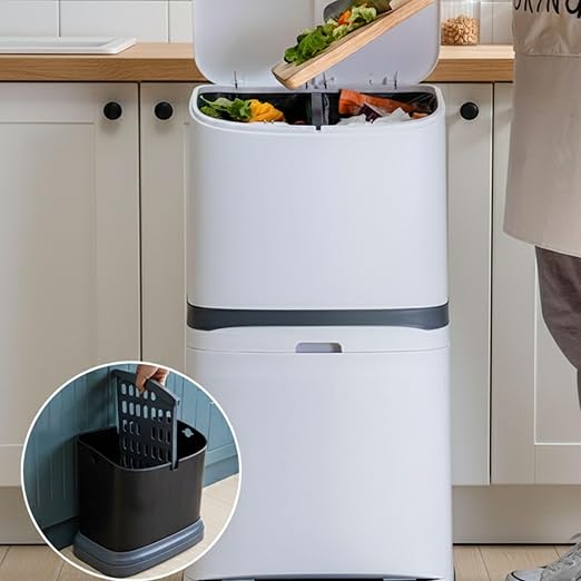 ANCHOR LANE Plastic Kitchen Trash Can 38L ā (10 Gallon) Large Garbage Can with Lid, Heavy Duty Leakproof Waste Bin, Wheeled Indoor Trash-Can for Kitchen, Office, Garage & Commercial Use