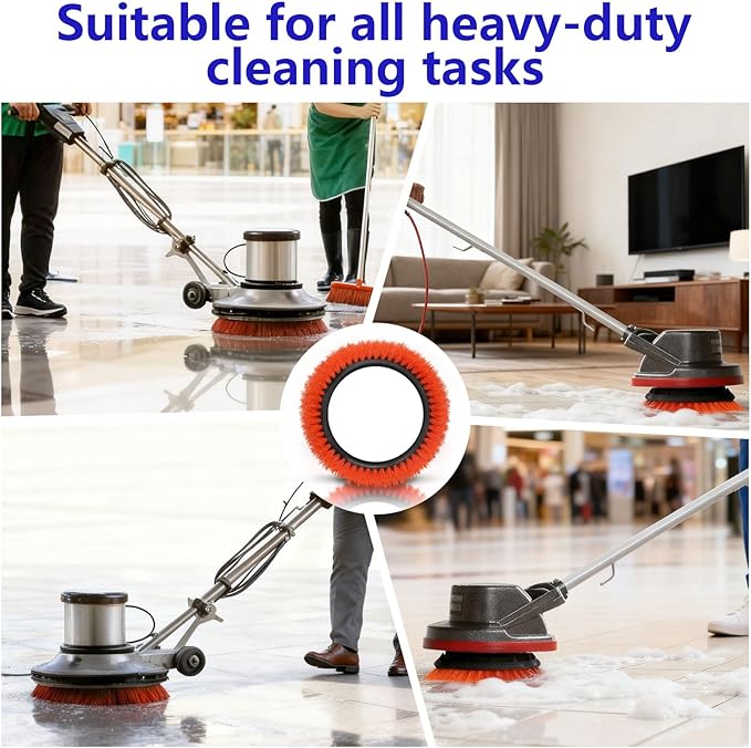 237047 Orange Commercial Tile and Resilient Floor Scrub Brush Replacement for Oreck Commercial ORB550MC, ORB600MW and ORB700MC floor machines, for Bissell BGEM9000, Heavy-Duty Brush, 10.5 in. Diameter