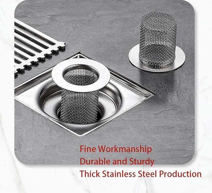 Shower Drain Hair Catcher, Shower Drain Basket, Easy to Clean Stainless Steel Mesh Hair Trap, Reusable Anti-Clog Drain Strainer Filter for Bathroom Sink, Shower & Tub, Fits 2-Inch Inner Diameter Holes