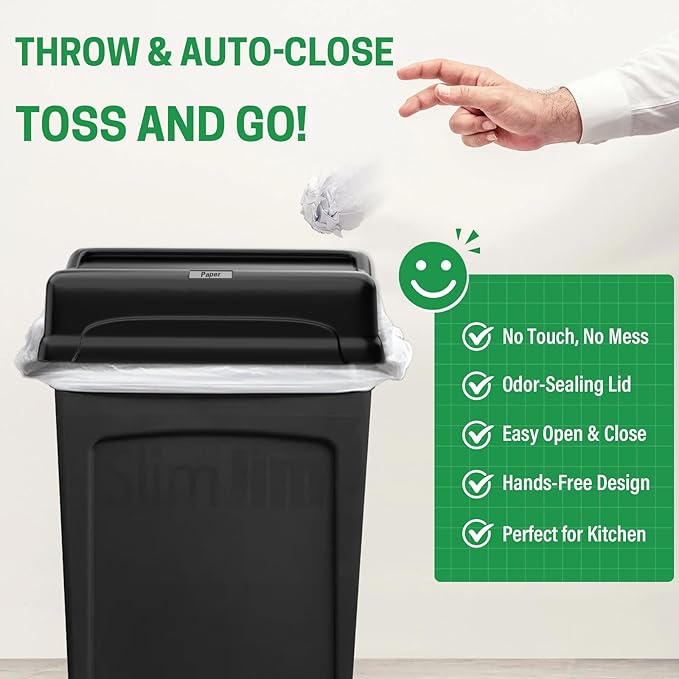 SDSNTE Trash Can Lid Compatible for 16/23 Gallon Slim Jim Trash can, 16 Gallon CleanTek Trash Can, 22 Gallon Highboy Trash Can, Pack of 2