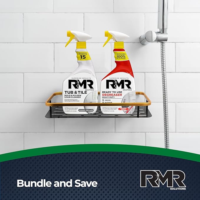 RMR Grime To Shine System – Tub & Tile Stain Remover + Ready to Use Degreaser, 2-Step Bathroom and Surface Cleaning Bundle for Tile, Grout, Shower, Counters, Floors and More, 2–32 Oz Bottles