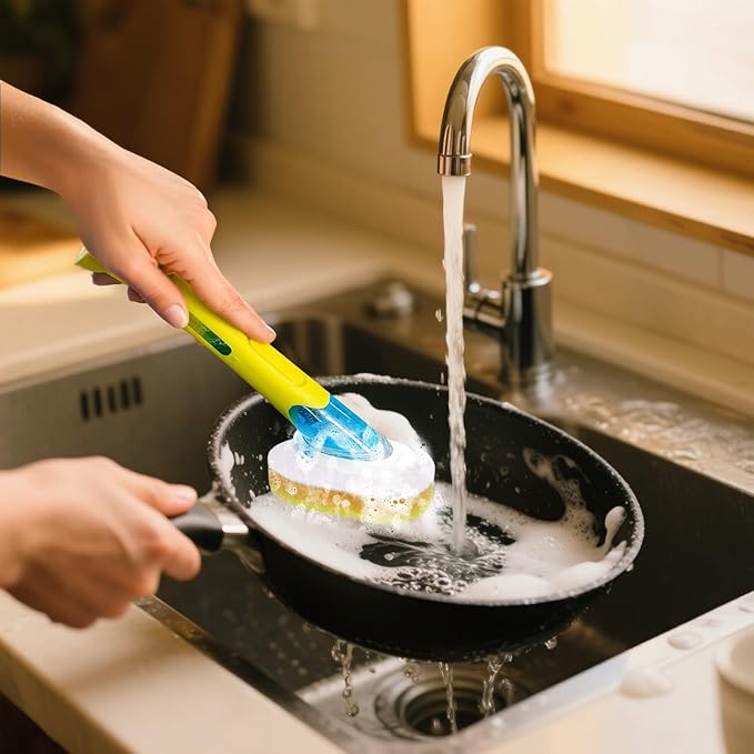 Packs Refill Heads Compatible with Dish Daddy, Non-Scratch Wand Refill Sponge Heads Compatible with Scrub Daddy, Upgrade Much Thicker and Durable (6)