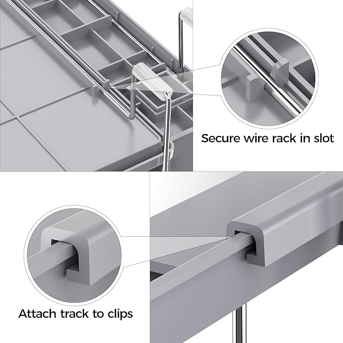 Delamu Stainless Steel Dish Drying Rack, Expandable Dish Drainer, Anti-Rust Large Dish Racks for Kitchen Counter, Dish Strainers with Drainboard, Utensil & Cup Holder, 13.4"-28.7" L x 11.8" W, Grey