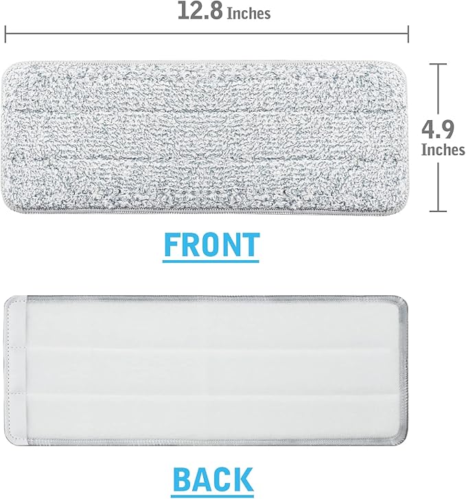 BOSHENG Flat Mop Pads, Mop Replacement Pads, Microfiber Mop Pads, Machine Washable Pads, Refill 3 Packs