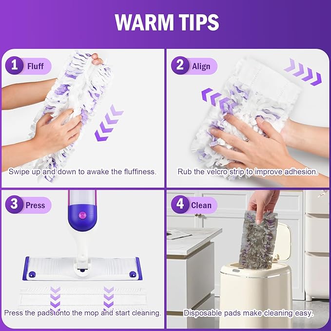 40 Count Disposable Power Mop™ Refills Compatible with Swiffer® Power Mop™, Powermop™ Pads for Multi-Surface Refills Pads for Floor Cleaning, Unscented