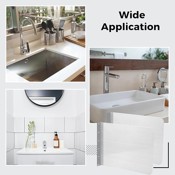 2 PCS Side Splash Guards for Sink, 12''x17'' Stainless Steel Kitchen Sink Splash Protectors with Screws, Restaurant Home Hand Sink Guards,Splash Guard for Kitchen Sink Area