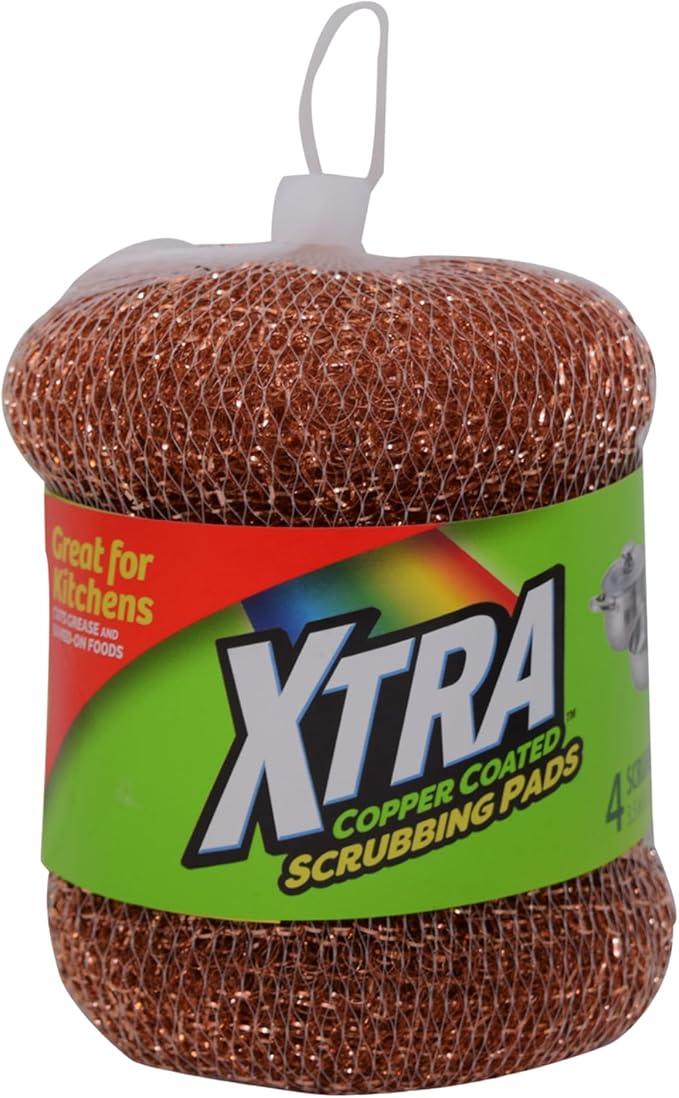 Copper Scrubbing Pads, Heavy Duty, Dual Sided, 18 Count, Plastic Surface, Green, 6 Pack