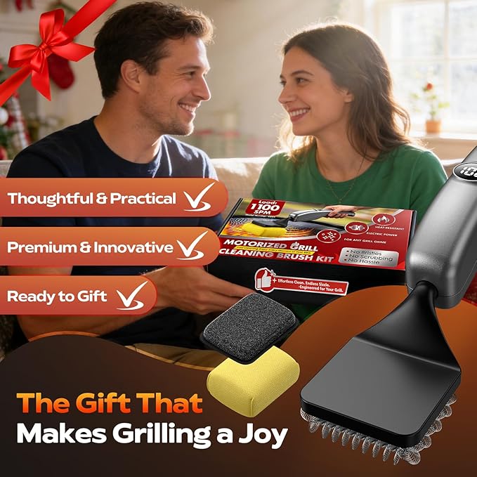 Reciprocating Electric Grill Brush, Fire-Resistant BBQ Grill Brush, Bristle-Free Grill Brush for Outdoor Grill, Grill Cleaner with 3 Heads, Cordless Grill Cleaning Brush with 3600 mAn, Silver
