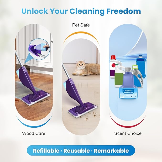 Bisenkud 2 Pack Refillable Bottle for Swiffer® Wet Jet™ Mop - 500ml /17 FL OZ - Leak-Proof HDPE Solution Bottle, Empty,Not for Power mop