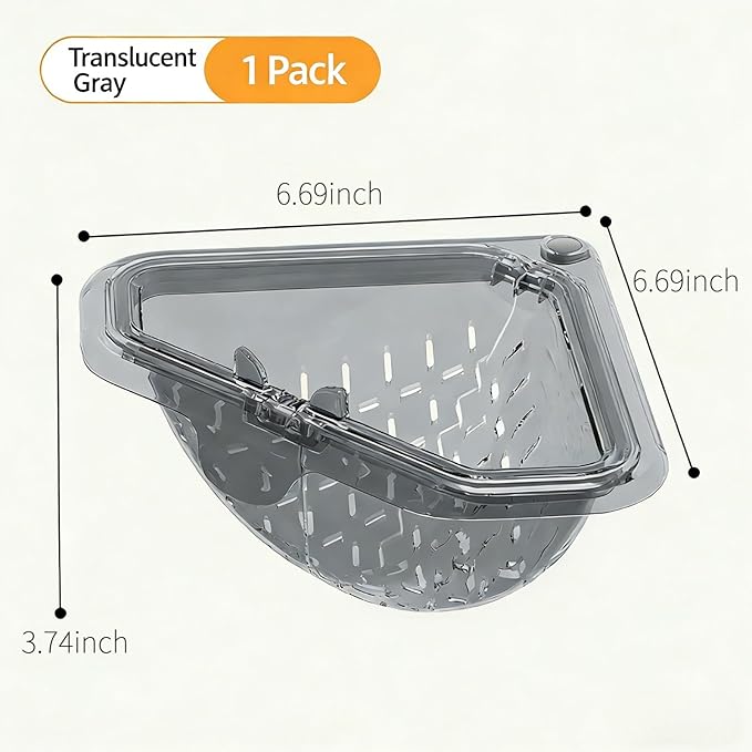Magnetic Drainage & Filter Basket with Enhanced Durability, Triangular Sink Strainer with Twist-Open Bottom, Right-Angle Kitchen Sink Corner Rack for Draining and Storage, Punch-Free Installation