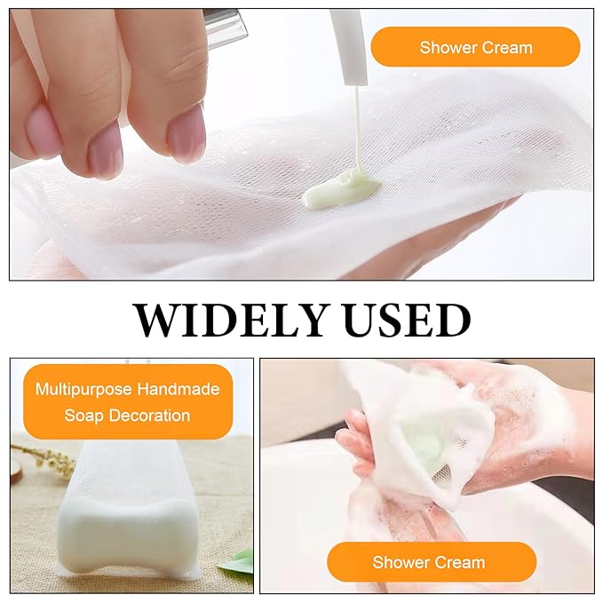 40 PCS Soap Saver Bag, Exfoliating Mesh Soap Saver Pouch Bags, Bubble Mesh Net Bags with Drawstring, Easy to Store, for Shower, Face Cleansing, White