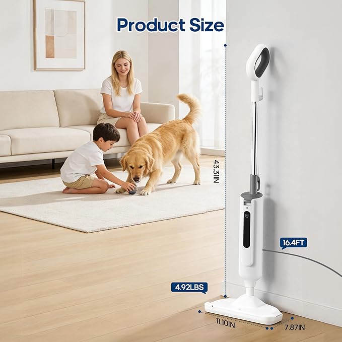 Steam Mop for Floor Cleaning with 2 Washable Pad, Lightweight Floor Steamer Cleaner Mop for Hardwood, Tile, Laminate Floors,Carpet