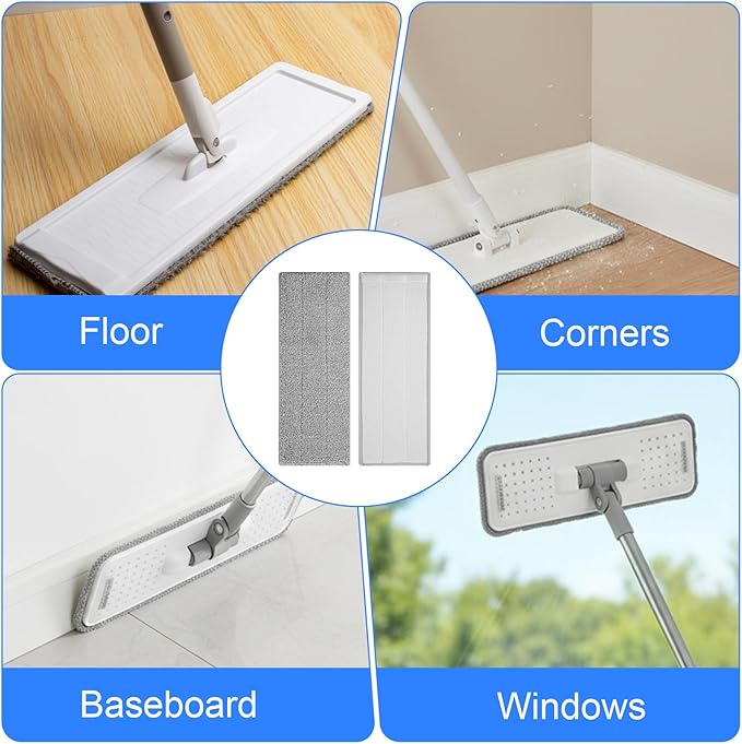 20Pcs Mop Replacement Pads, 13" x 4.9" Universal Mop Pads Reusable Squeeze Microfiber Mop Head Refills Washable Wet Mop, Wet/Dry Mops Flat Compatible with Most 11-13” Size Mops