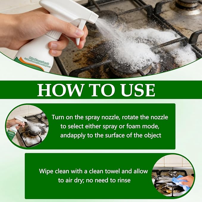 Kitchen Cleaner Remover Spray,Multifunctional Kitchen Appliance Cleaner,Kitchen Enzyme Cleaner,For Cooktop,Stove,Oven,Microwave & Oil Stains-636ml