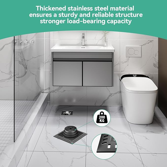 Drain Hair Catcher for Bathroom Sink,4.8" Stainless Steel and Silicone Shower Drain Covers Suitable for Drains and Bathroom Floors 2 Pack (2, Matte Black)