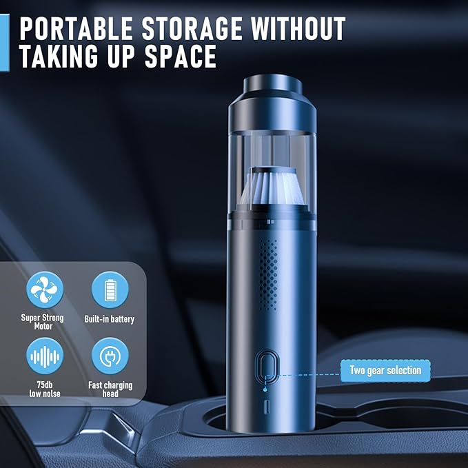 Mini Vacuum Portable Cordless Handheld Vacuum Cleaner, 4-in-1 Small Vacuum with 2 Suction Modes and 16kPa for Desk, Computer, Keyboard & Car, Desktop Vacuum with Blowing & Inflating 2 Modes