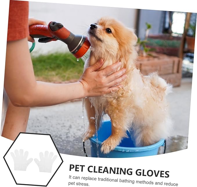 Garneck PET Grooming Gloves for Cats and Dogs Waterproof Bathing and Cleaning Mitts No-Rinse Massage Wipes Scented 10-Piece Set for Spa and Grooming