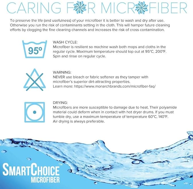 Arkwright Microfiber Tube Mop Head Replacement - Heavy Duty, Lint Free, Super Absorbent & Bleach-Safe, Janitorial Essential for Commercial & Industrial Floor Cleaning, 11 oz, White