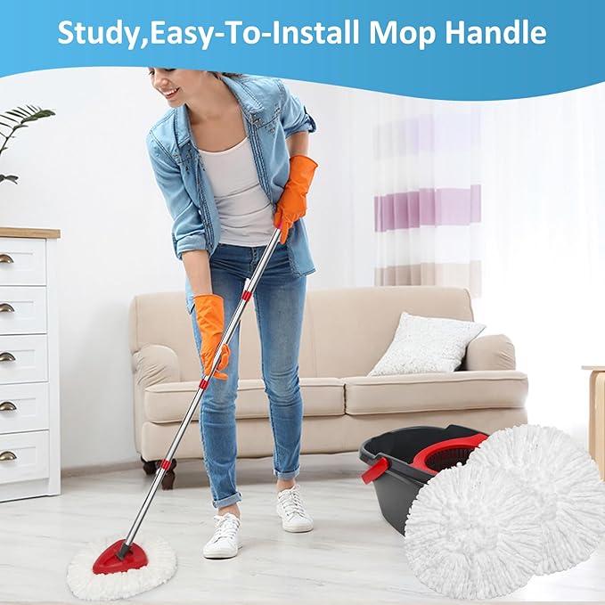 6 Pack Mop Heads Replacements for O-Cedar, Compatible with O Ceda EasyWring Spin Mop Replace Refills for Ocedar, Deep Cleaning Machine Washable and Easy-to-Replace
