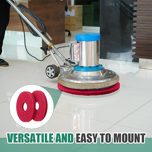 Teenyyou 5 Pcs 12" Cleaning Orbiter Pads Commercial Floor Buffer Pads Hardwood Floor Maintenance Scrubber Polisher Cleaning and Stripping for Orbiter Machine (Red)