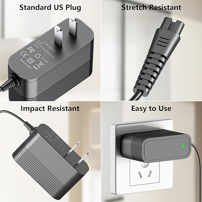 Replacement for Voweek Electric Spin Scrubber Charger, 9V Charger for LABIGO Electric Spin Scrubber LA1 Pro, Power Adapter for Voweek VWS211