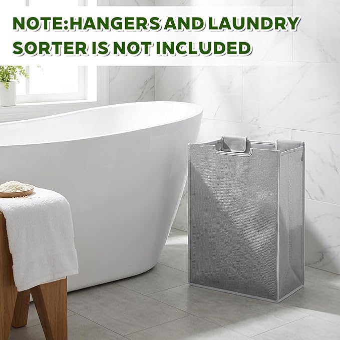 3 Pcs Large Laundry Sorter Replacement Bags, Hamper Cart Removable Replacement Laundry Storage Organizer Bag Hamper Liner for Dirty Clothing, Gray 15" x 8.7" x 22.4"
