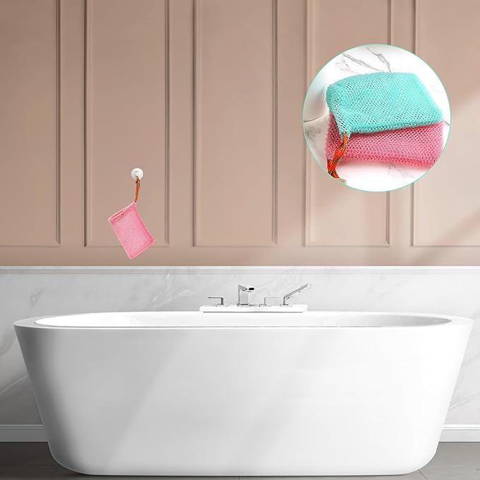 SynHHergyx Mesh Soap Bag, 2 PCS Soap Savers Bar-Soap Pouch Exfoliating Mesh Soaps Bags for Soaps Bars Shower Bath