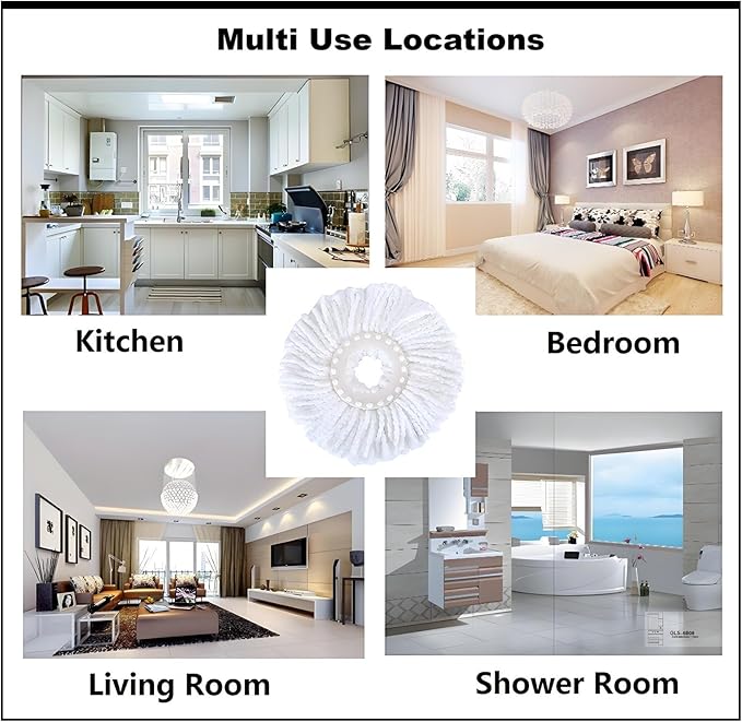 6 Pack Spin Mop Replacement Heads, (6.3 Inch,Round) Microfiber Mop Refills Compatible with Hurricane, Mopnado, Libman, Simpli Magic and Other 360 Spin Mop Systems, (6 Colors)