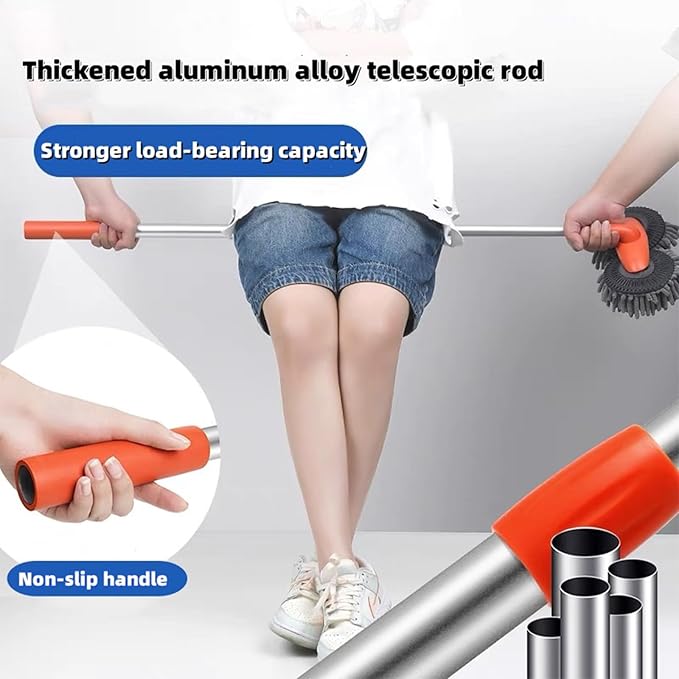 Retractable Double Head Car Wash Brush 360Β° Rotating Long Handle Car Cleaning Kit Brush Chenille Microfiber Car Wash Mop Not Hurt Paint Scratch Free((Single Set + 1 Spare Brush Head)