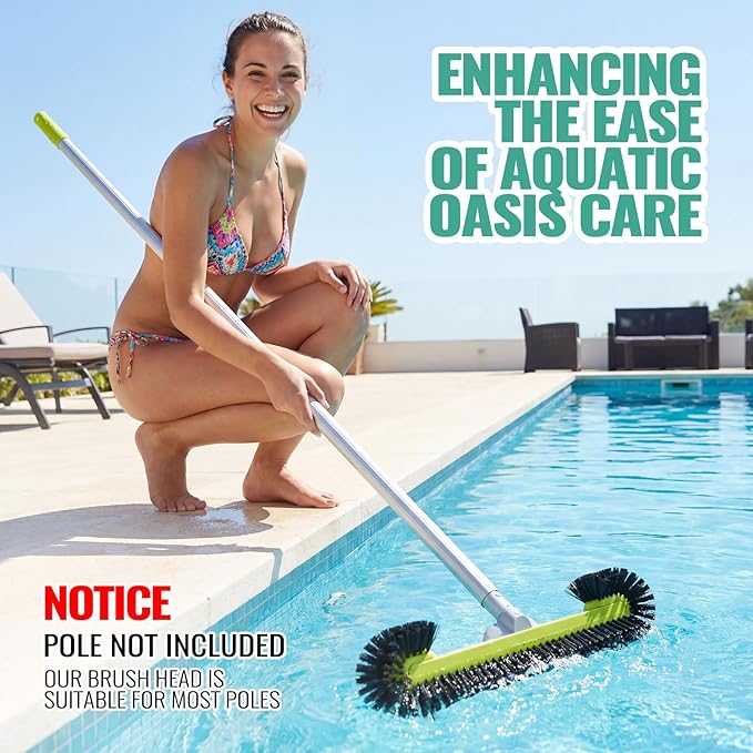 Pool Brush Head for Cleaning Walls with Hemispherical Bristles, Heavy Duty Inground/Above Ground Swimming Pool, Scrub Brush for Tile Flooring Vinyl Pools Fiberglass Fits Φ1.25” Poles (Charcoal)