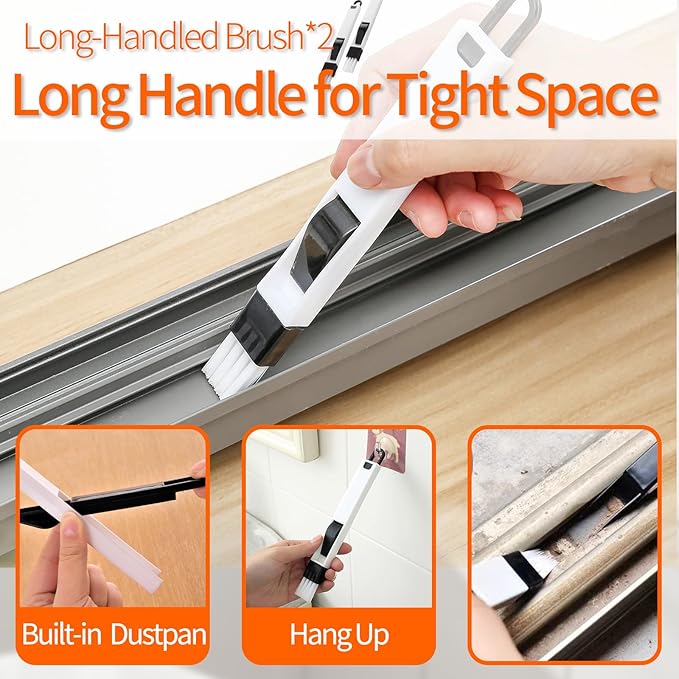 13PCS Window Sill Cleaner Tools - Deep Clean Crevice Cleaning Brush for Window/Door Tracks, Sill, Tile Lines, Kitchen Gunk, Bathroom Counters