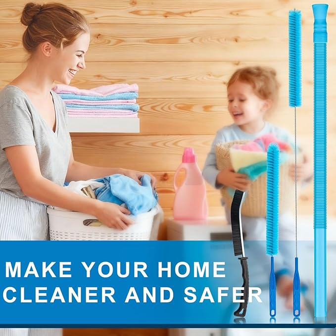 4 Pieces Dryer Vent Cleaner Kit with Lint Brush – Professional Dryer Vent Brush, Flexible Cleaning Tools for Lint Trap, Appliance Brush & Dryer Filter,dryer vacuum hose attachment