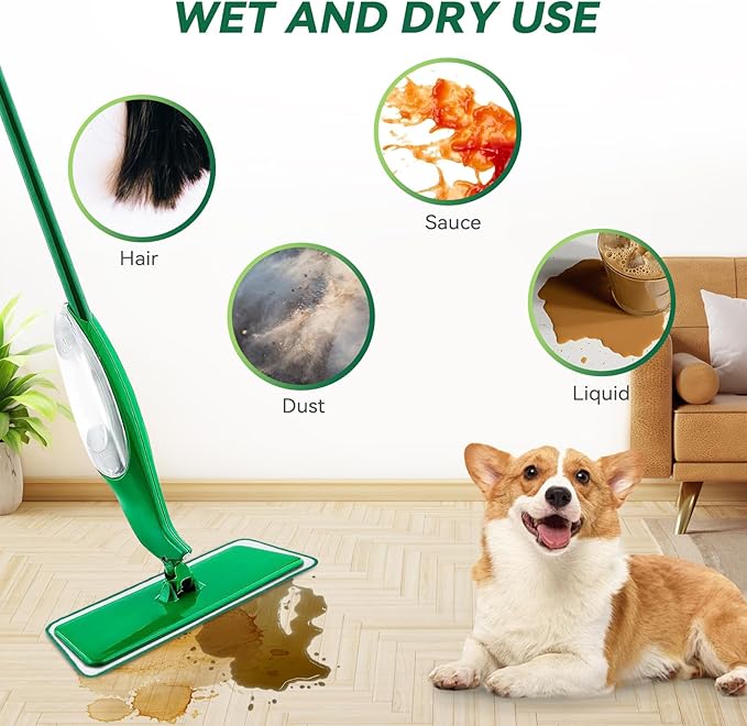 Mop Head Replacement for Libman Freedom Spray Mop - Washable Reusable Wet & Dry Cleaning - Microfiber Spray Mop Pads Refill for Multi-Surface Floor -4 Pack (Green)